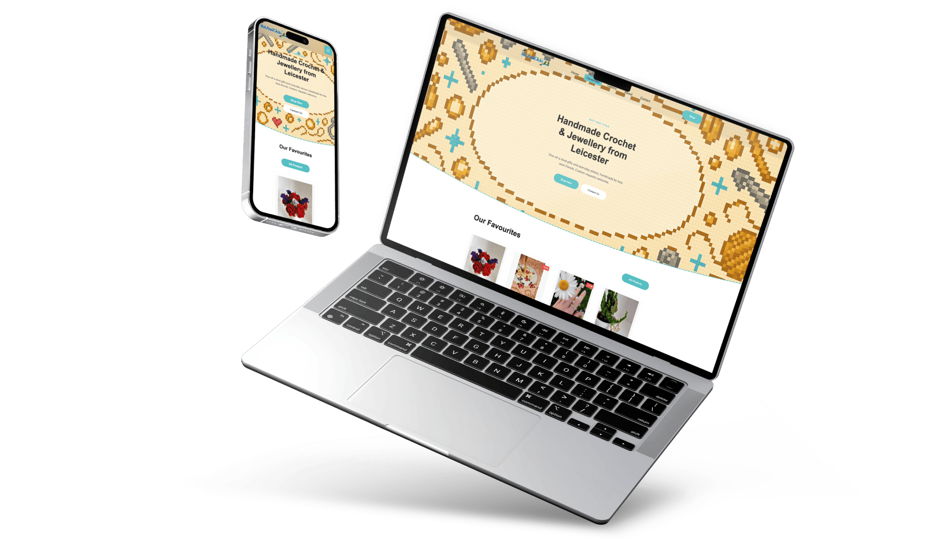 a laptop showing Nat & Chlo's website